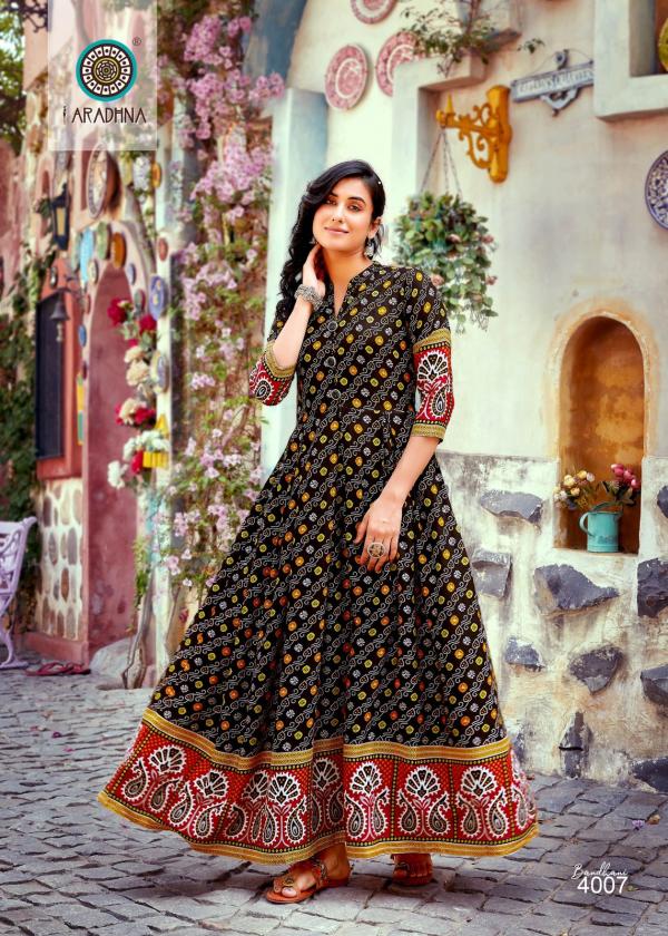 Aradhna Bandhani Vol 4 Fancy Long Anarkali Kurti Collection